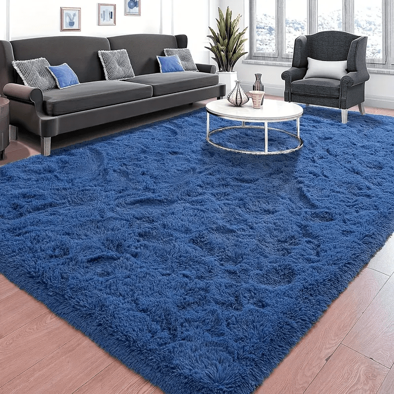 1pc Luxurious Rectangular Shaggy Plush Carpet Rug - Soft, Fluffy, Tie-dyed, Solid, Dark-colored, Dirt-resistant, Non-slip, Machine Washable - Perfect for Living Room Sofa, bed Room, Home High-end Decorative, Easy to Clean, Lo