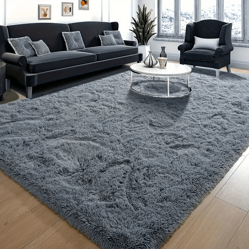 1pc Luxurious Rectangular Shaggy Plush Carpet Rug - Soft, Fluffy, Tie-dyed, Solid, Dark-colored, Dirt-resistant, Non-slip, Machine Washable - Perfect for Living Room Sofa, bed Room, Home High-end Decorative, Easy to Clean, Lo