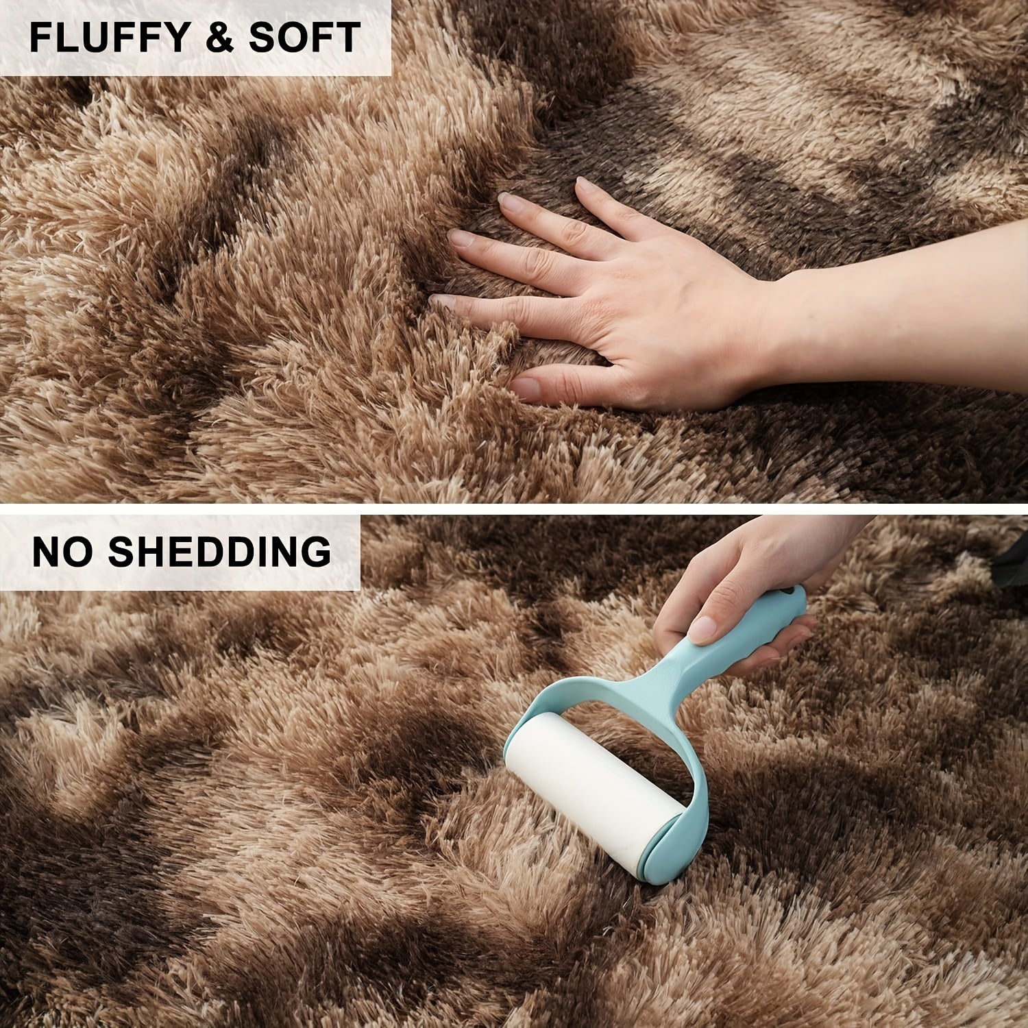 1pc Luxurious Rectangular Shaggy Plush Carpet Rug - Soft, Fluffy, Tie-dyed, Solid, Dark-colored, Dirt-resistant, Non-slip, Machine Washable - Perfect for Living Room Sofa, bed Room, Home High-end Decorative, Easy to Clean, Lo