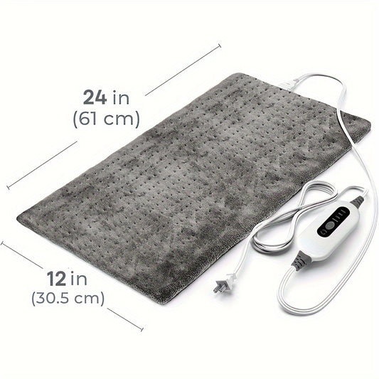 Electric Heating Pad for Back, Soft Flannel Heated Blanket 12" x 24", 4 Heat Settings, Fast Heating to 150°F, 2-Hour Auto-Off, Moist/Dry Heat Pads for Neck, Shoulder, Knee, Leg - Machine Washable, Ideal Christmas Gift for Me